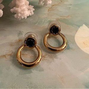 Vintage 80s Hoops with Black Enamel Star